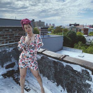 Nude Rose Print Puff Sleeve Twist Detail Bodycon